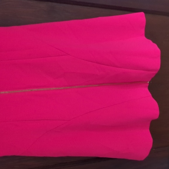 Lauren Ralph Lauren Hot Pink Zipper Front Fit & Flare Mini Dress Size 8 - Picture 3 of 7